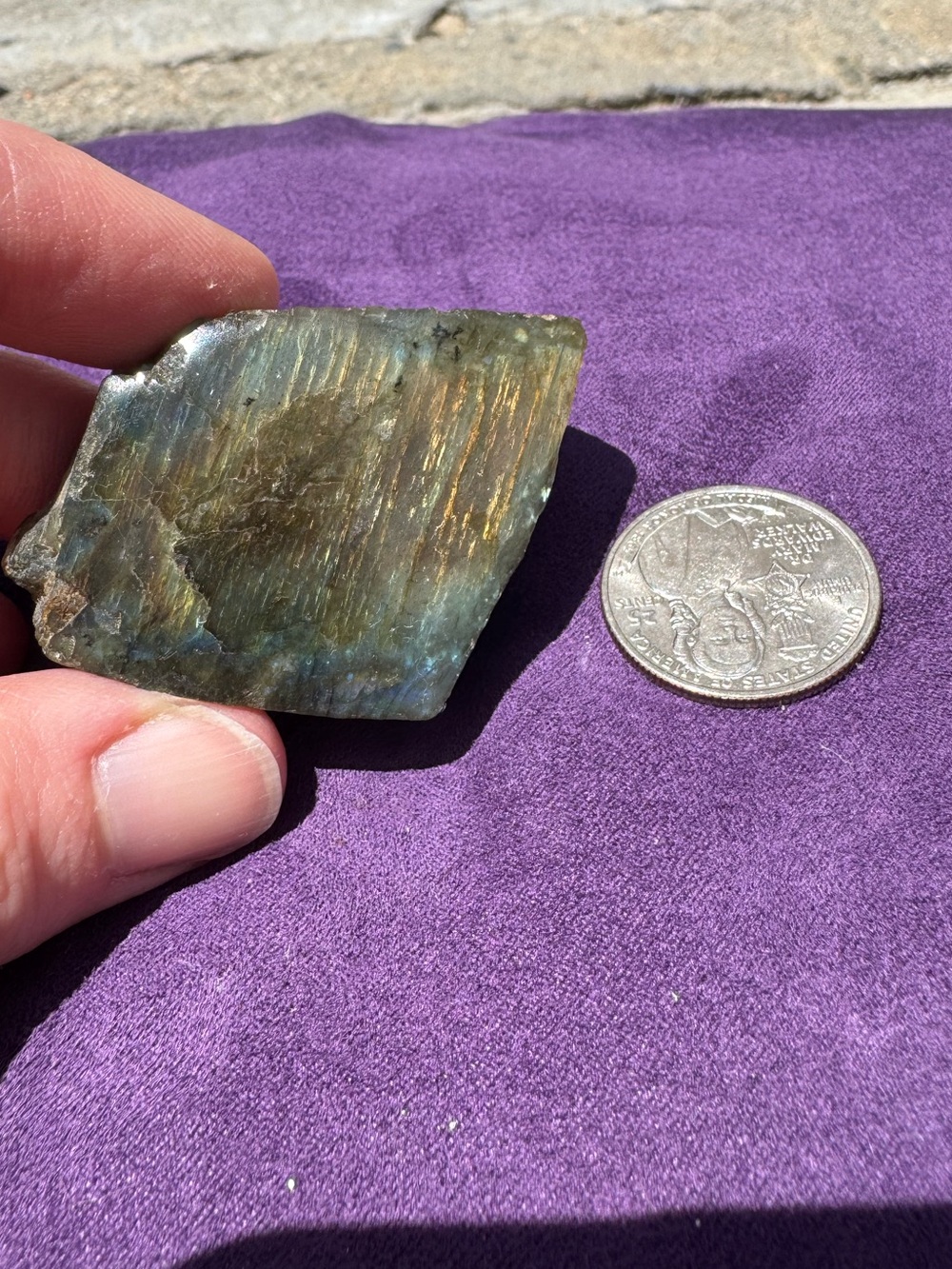 Labradorite Flashy Polished Slab - Blue Green Iridescent